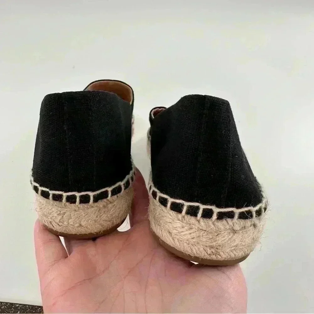 J crew womens flats size 9 black canvas Espadrilles resort wear coastal granny